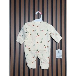 Cloud Island Newborn Romper Winter Bear‎ Snowman Cream Snap Front One Piece NWT